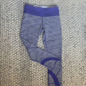 Lululemon purple striped cropped leggings